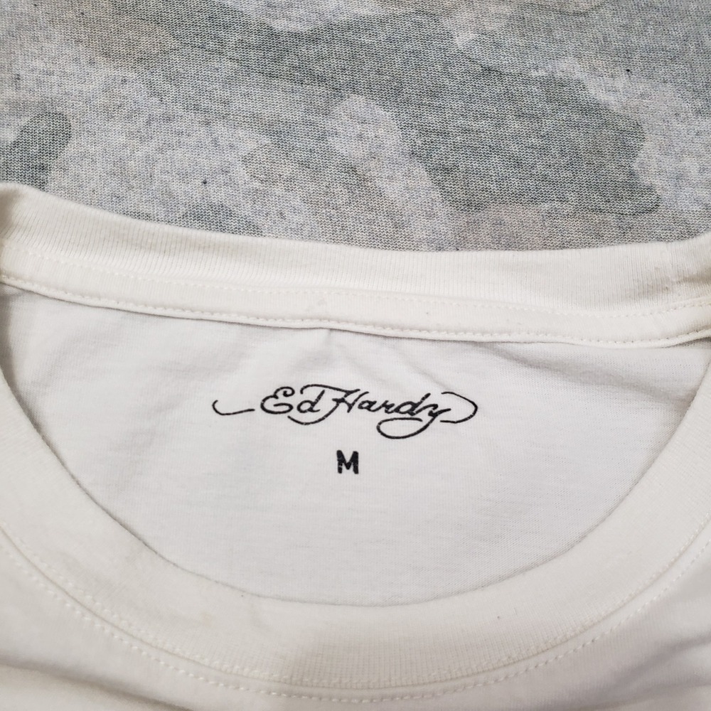 Ed Hardy Top Womens Medium White Short Sleeve - Picture 3 of 11